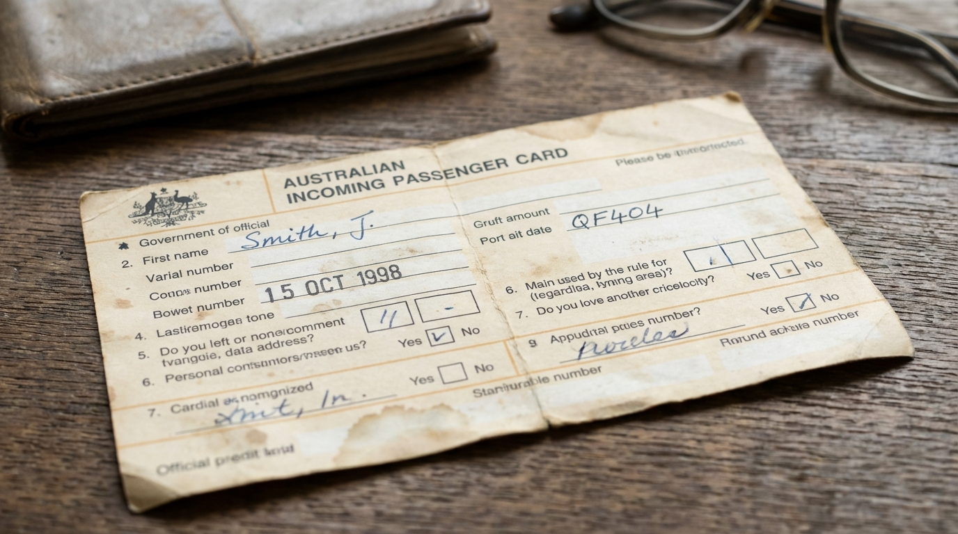 Australian Incoming Passenger Card declaration form