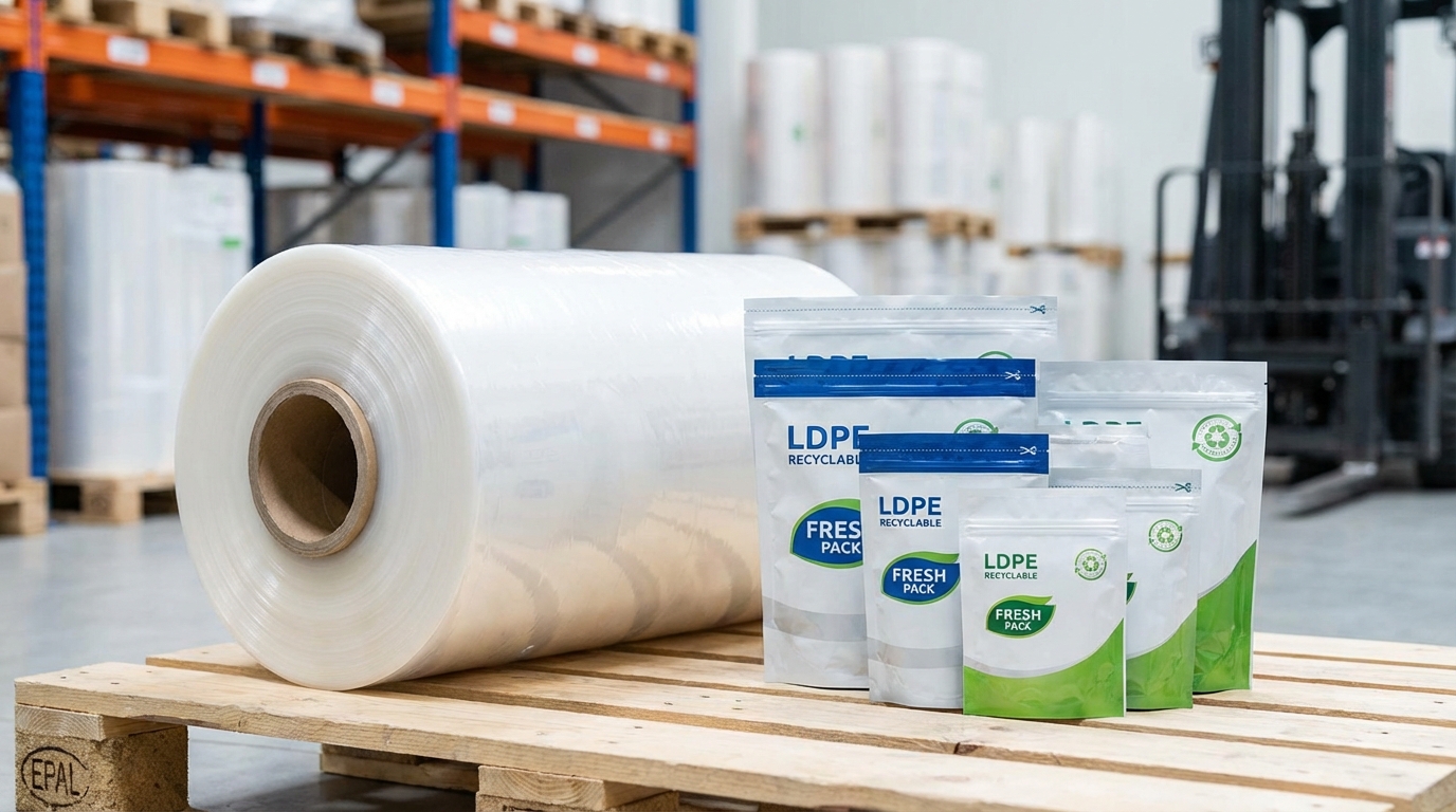 Clear LDPE plastic film roll and flexible packaging bags
