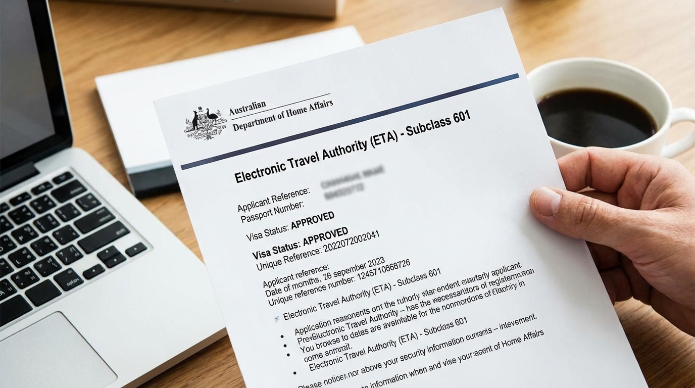 Australian Electronic Travel Authority (ETA) approval document